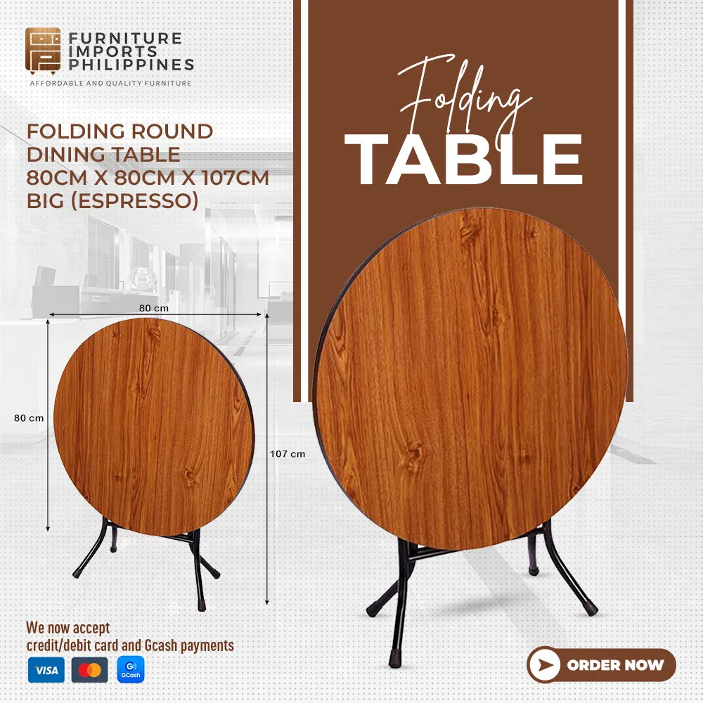 EDEN FOLDING TABLE WITH STEEL LEGS – 80X80 CM ROUND OR SQUARE TOP, PORTABLE & DURABLE