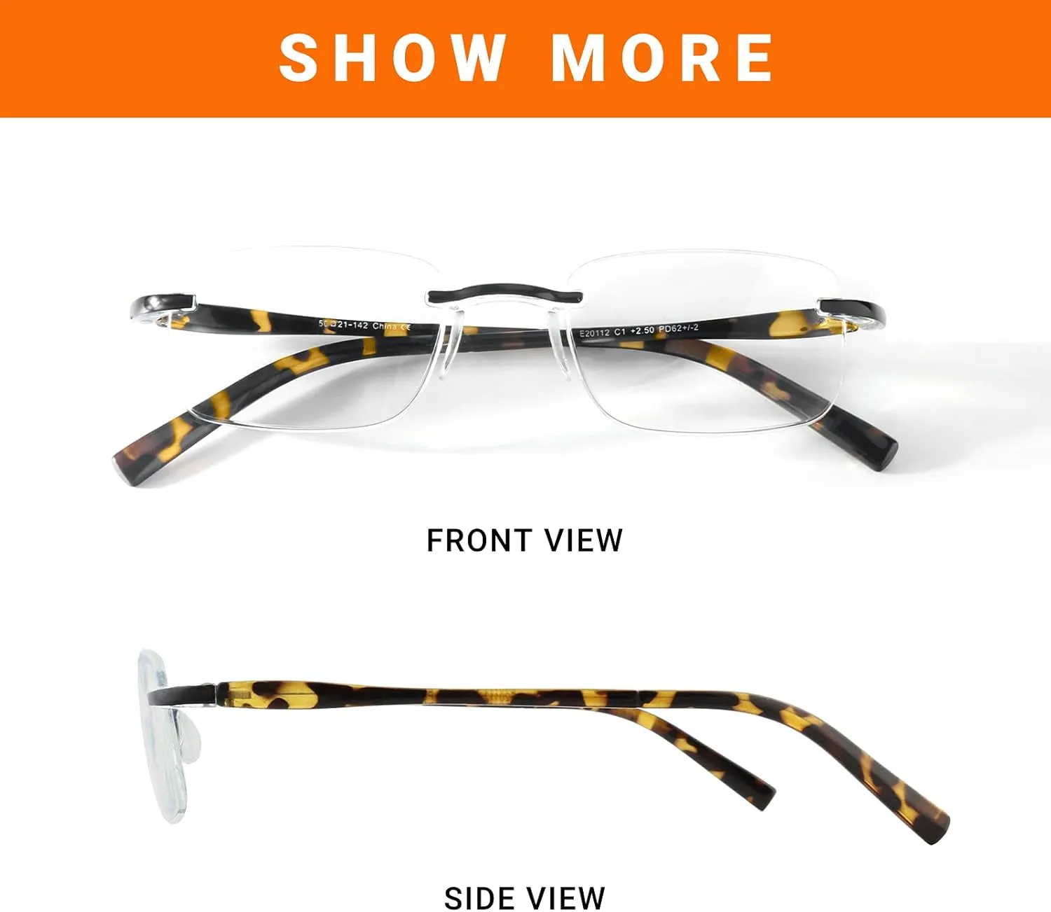 EFE Lightweight Reading Glasses Women Rimless Frameless Blue Light Blocking Unbreakable Reader 3 Pack (Multicolor, 1.0)