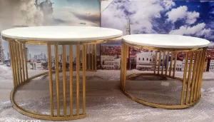 Elegant Modern Marble 2 piece toughened glass center table