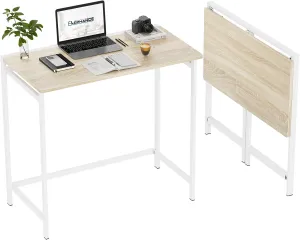 Elephance Folding Desk No Assembly Required 31.5" Small Foldable Computer Desk for Small Spaces, Space Saving Study Writing Office Desk Foldable Table for Home Office Beige