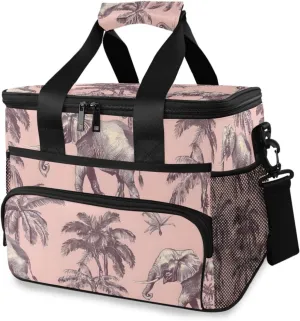 Elephant Wild Animal Pink Cooler Bag Insulated Cooler Soft Sided Cooler 24 Can Portable Picnic Bag Large Leakproof Lunch Bag Box for Beach Grocery Camping Travel Car Men Women