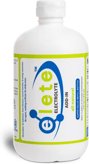 elete Electrolyte Add-in Hydration Drops | Sodium, Magnesium, Potassium & Trace Minerals | Unflavored, All Natural | Leg and Muscle Cramp Relief | Transform Any Drink into a Sports Drink, 18.6oz