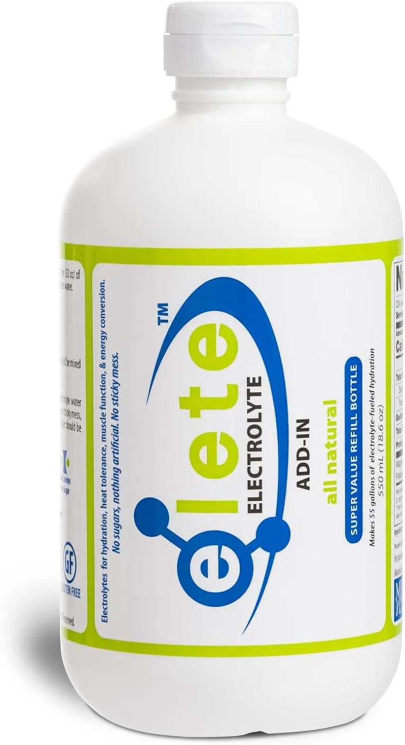 elete Electrolyte Add-in Hydration Drops | Sodium, Magnesium, Potassium & Trace Minerals | Unflavored, All Natural | Leg and Muscle Cramp Relief | Transform Any Drink into a Sports Drink, 18.6oz