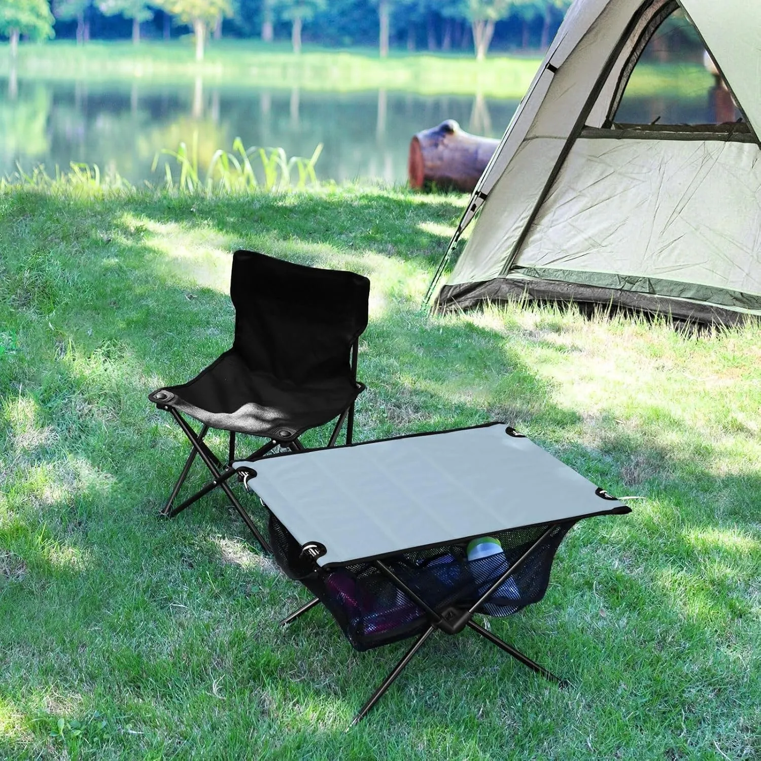 Emelivor Light Blue Folding Camping Table Portable Beach Table with Carry Bag Small Foldable Table for Picnic Camping Outdoor Travel Hiking
