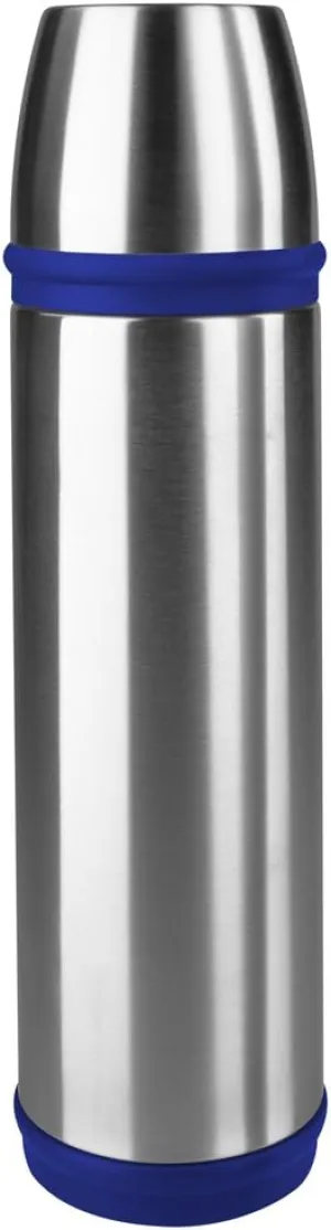 Emsa 502474 Captain Insulated Flask, Screw Cap, 1 Liter, Stainless Steel/Blue