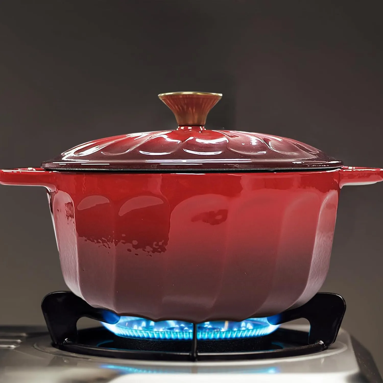Enameled Dutch Oven with Lid,Cast Iron Dutch Oven Pot,Dual Handles for Bread Baking, Cook, Bake, Refrigerate Safe across All Cooktops(Red,6 QT)