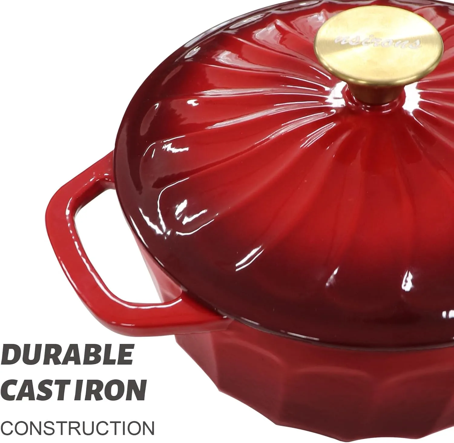 Enameled Dutch Oven with Lid,Cast Iron Dutch Oven Pot,Dual Handles for Bread Baking, Cook, Bake, Refrigerate Safe across All Cooktops(Red,6 QT)