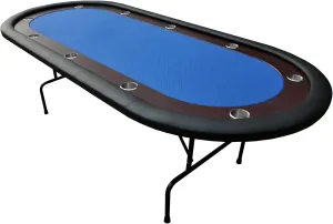 Enhance Game Night with 96" Foldable Table, Water Resistant Playing Surface, Wooden Racetrack, 10 Cup Holders, Blue