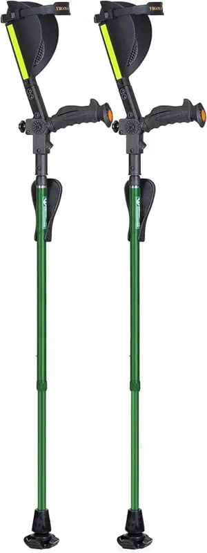 Ergobaum® 7TH Generation Prime by Ergoactives. 1 Pair (2 Units) of Ergonomic Forearm Crutches - Adult 5' - 6'6'' Adjustable (Green)