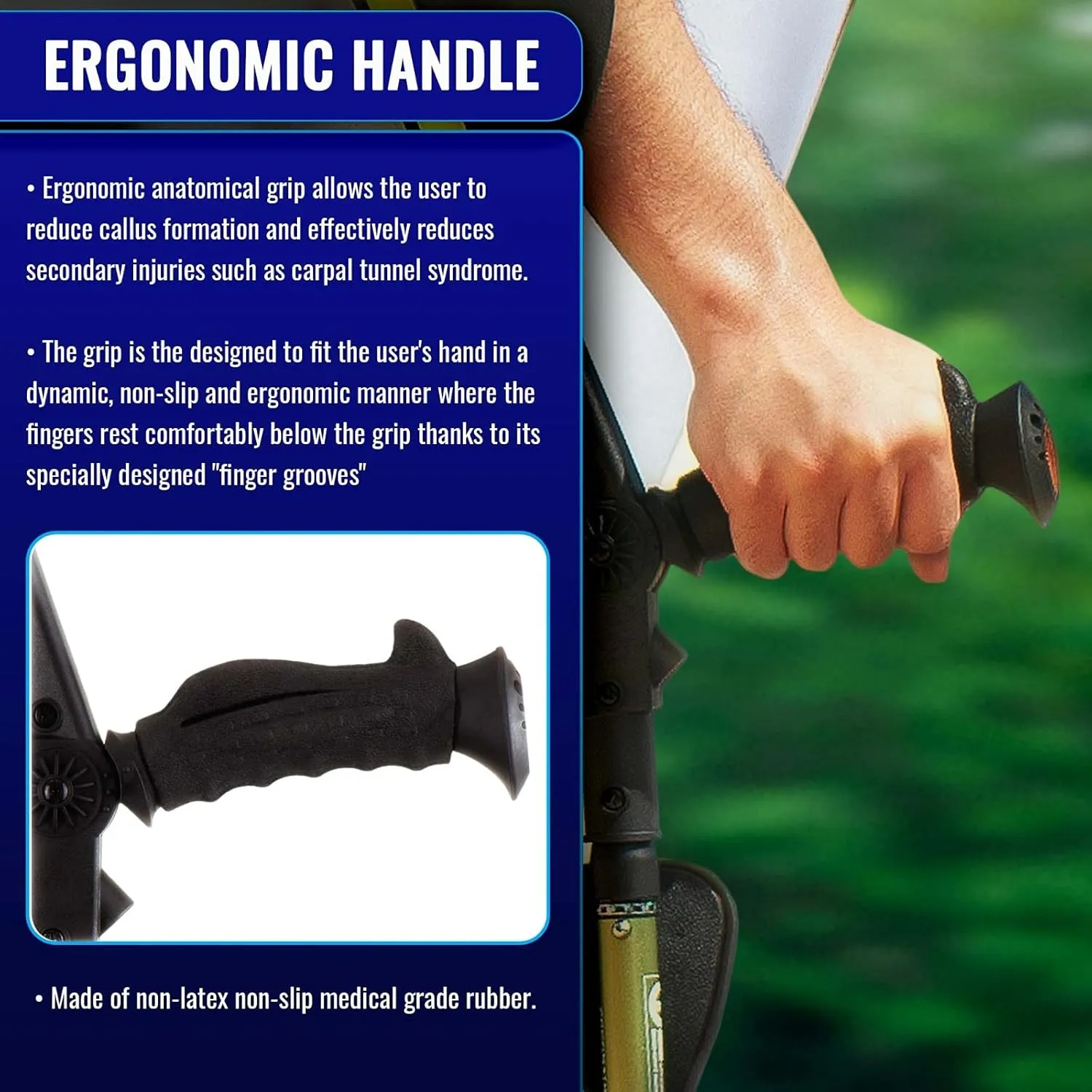 Ergobaum® 7TH Generation Prime by Ergoactives. 1 Pair (2 Units) of Ergonomic Forearm Crutches - Adult 5' - 6'6'' Adjustable (Green)