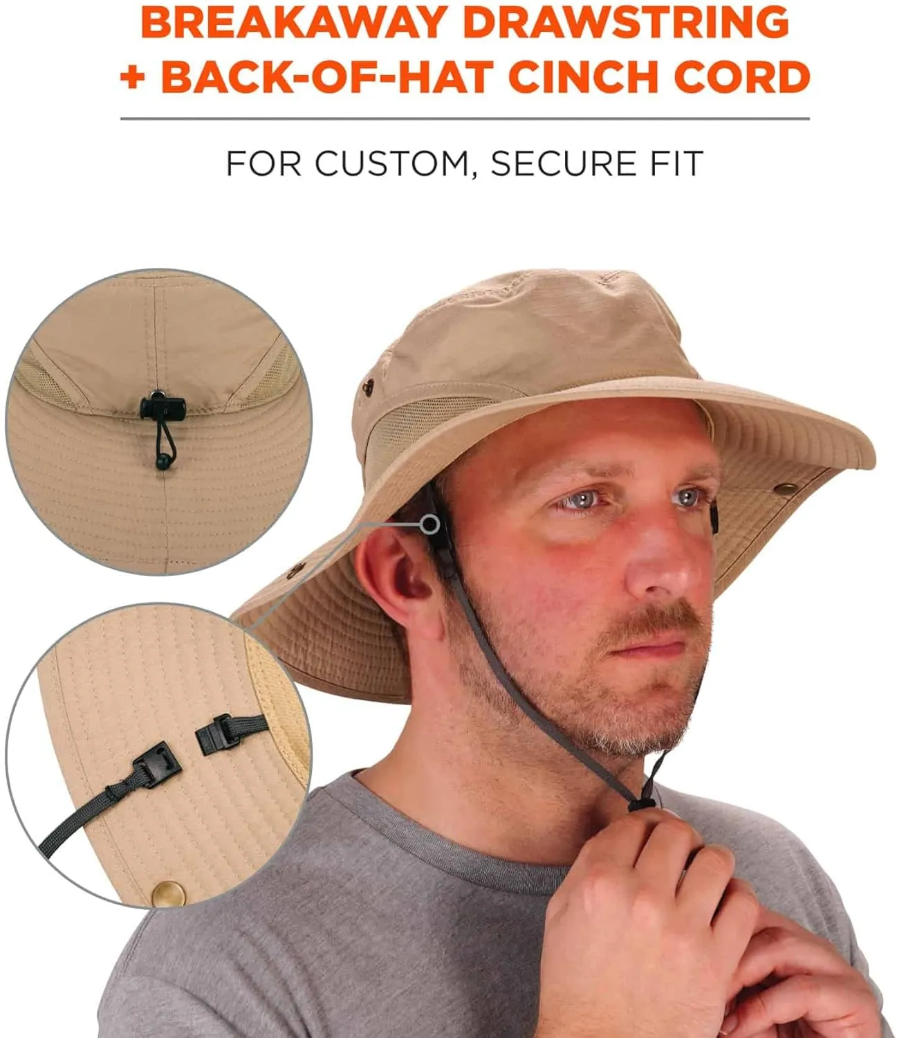 Ergodyne Standard Lightweight Ranger Hat, Khaki, Small/Medium