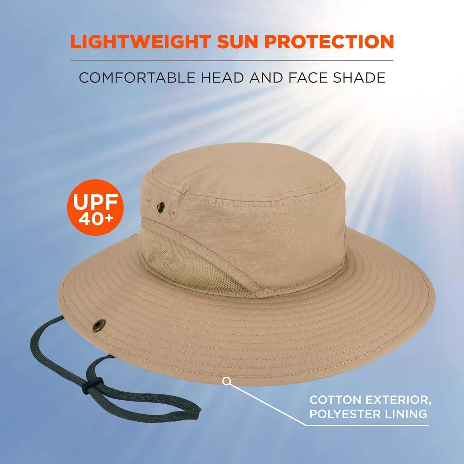 Ergodyne Standard Lightweight Ranger Hat, Khaki, Small/Medium