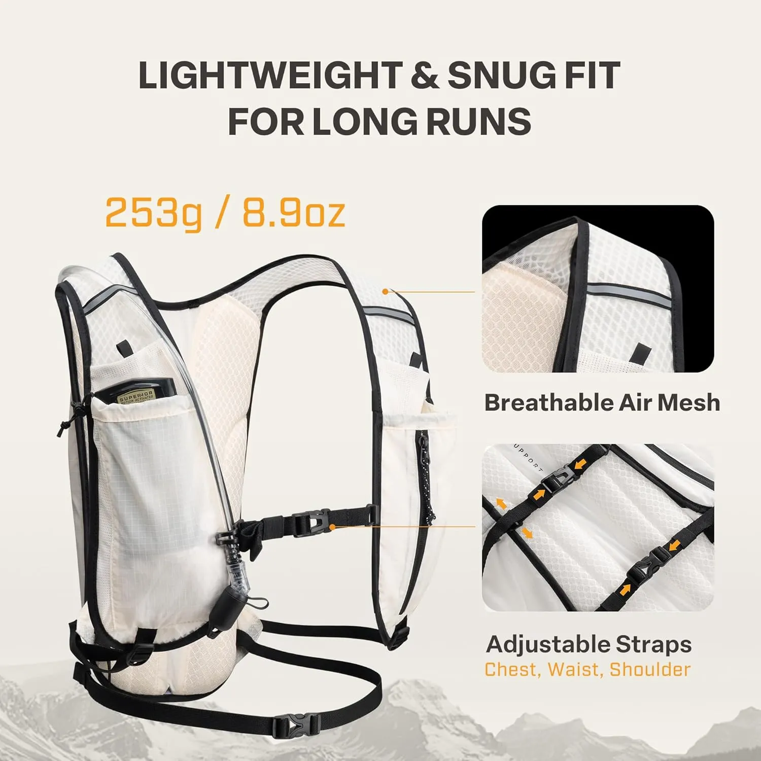 EVERFUN Hydration Backpack Running Vest Small Hiking Water Backpack with 1.5L Water Bladder for Women Men, Lightweight Dayhike Hydro Pack for Hiking, Trail Running, Bike Riding, Marathons