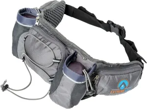 ExtremeMIST Detachable Hydration Waist Pack - Water Bottle Holder Fanny Pack | Belt with 2 Bottle Holders| Zipper Storage Pockets| Perfect for Climbing, Running, Cycling, Jogging, Hiking (Gray, Large)