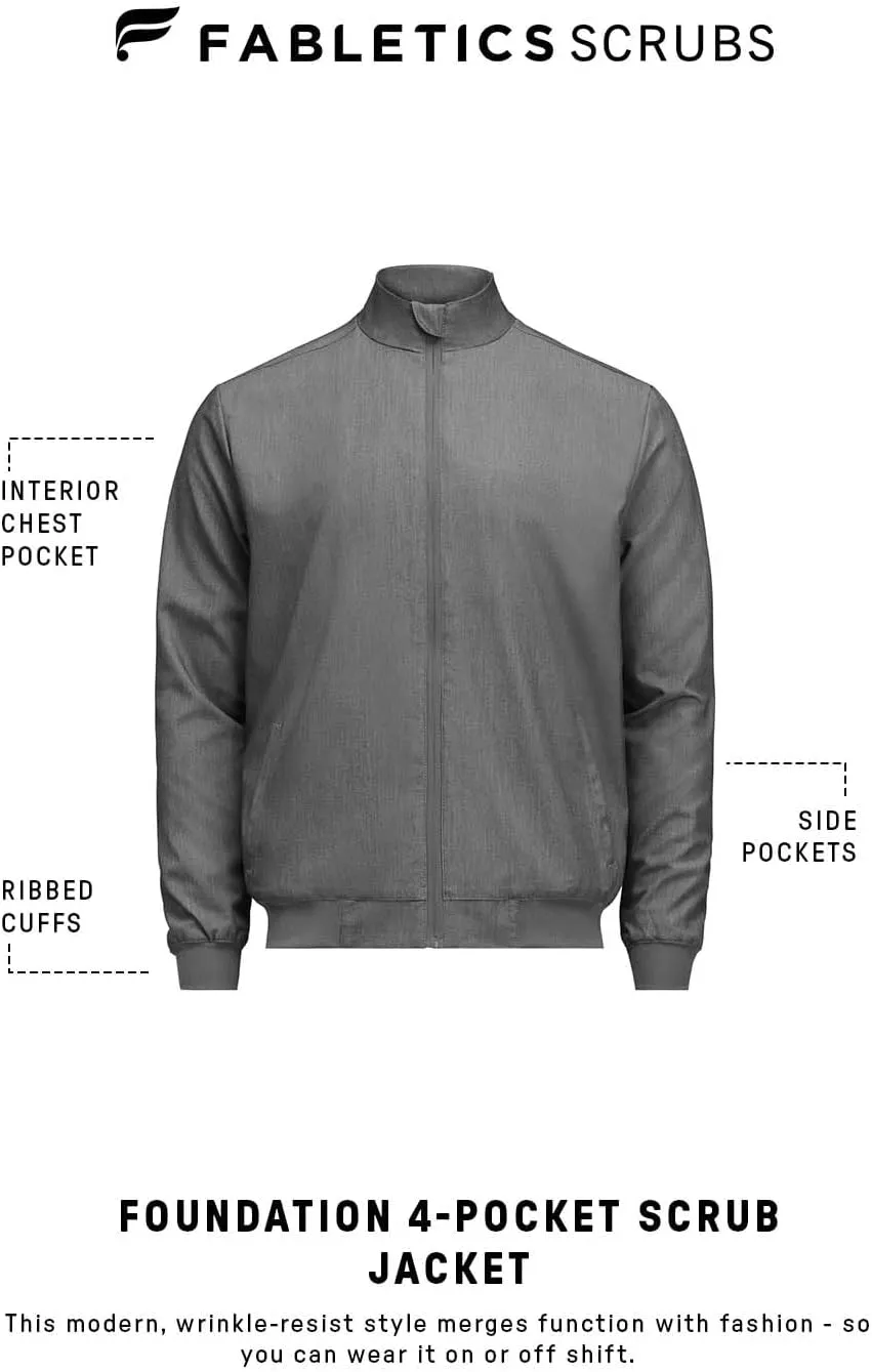 Fabletics Men's Foundation 4-Pocket Scrub Jacket - MotionTech, Lightweight, Breathable, Wrinkle-Resist, Semi-Slim Fit
