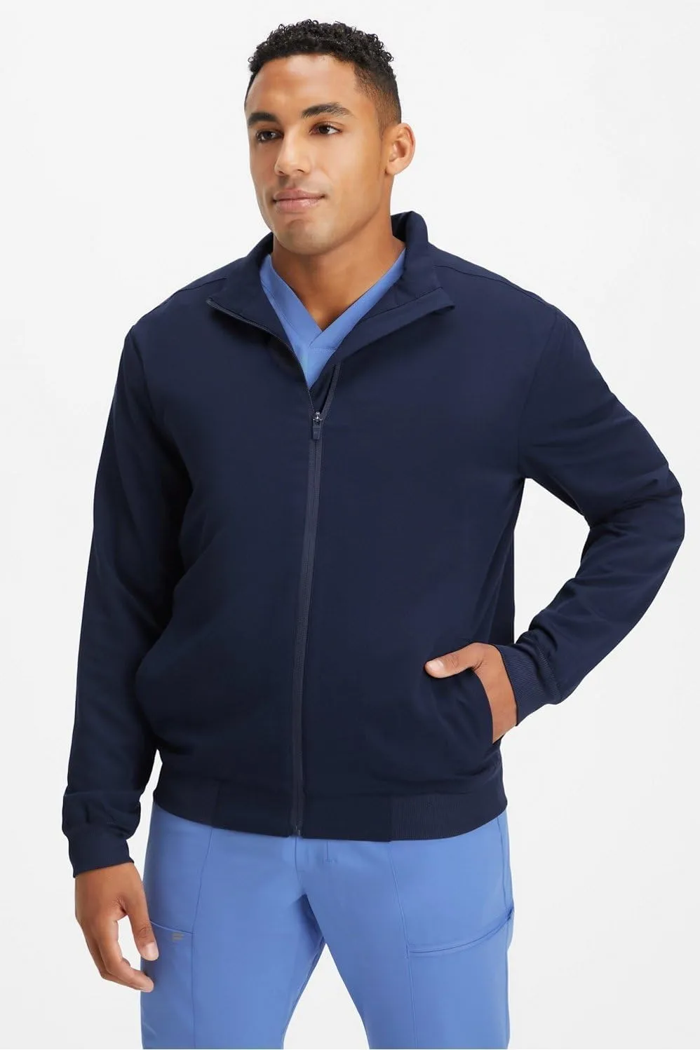 Fabletics Men's Foundation 4-Pocket Scrub Jacket - MotionTech, Lightweight, Breathable, Wrinkle-Resist, Semi-Slim Fit