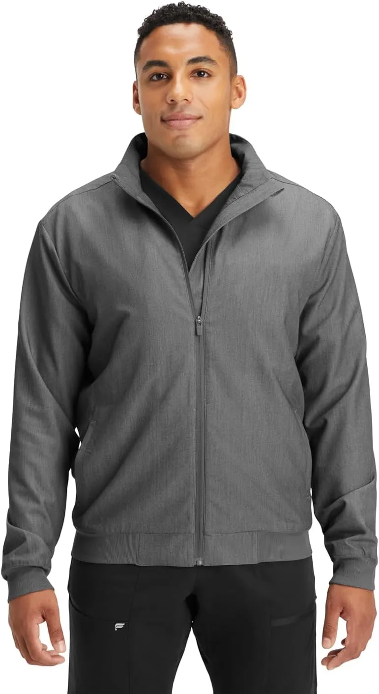 Fabletics Men's Foundation 4-Pocket Scrub Jacket - MotionTech, Lightweight, Breathable, Wrinkle-Resist, Semi-Slim Fit