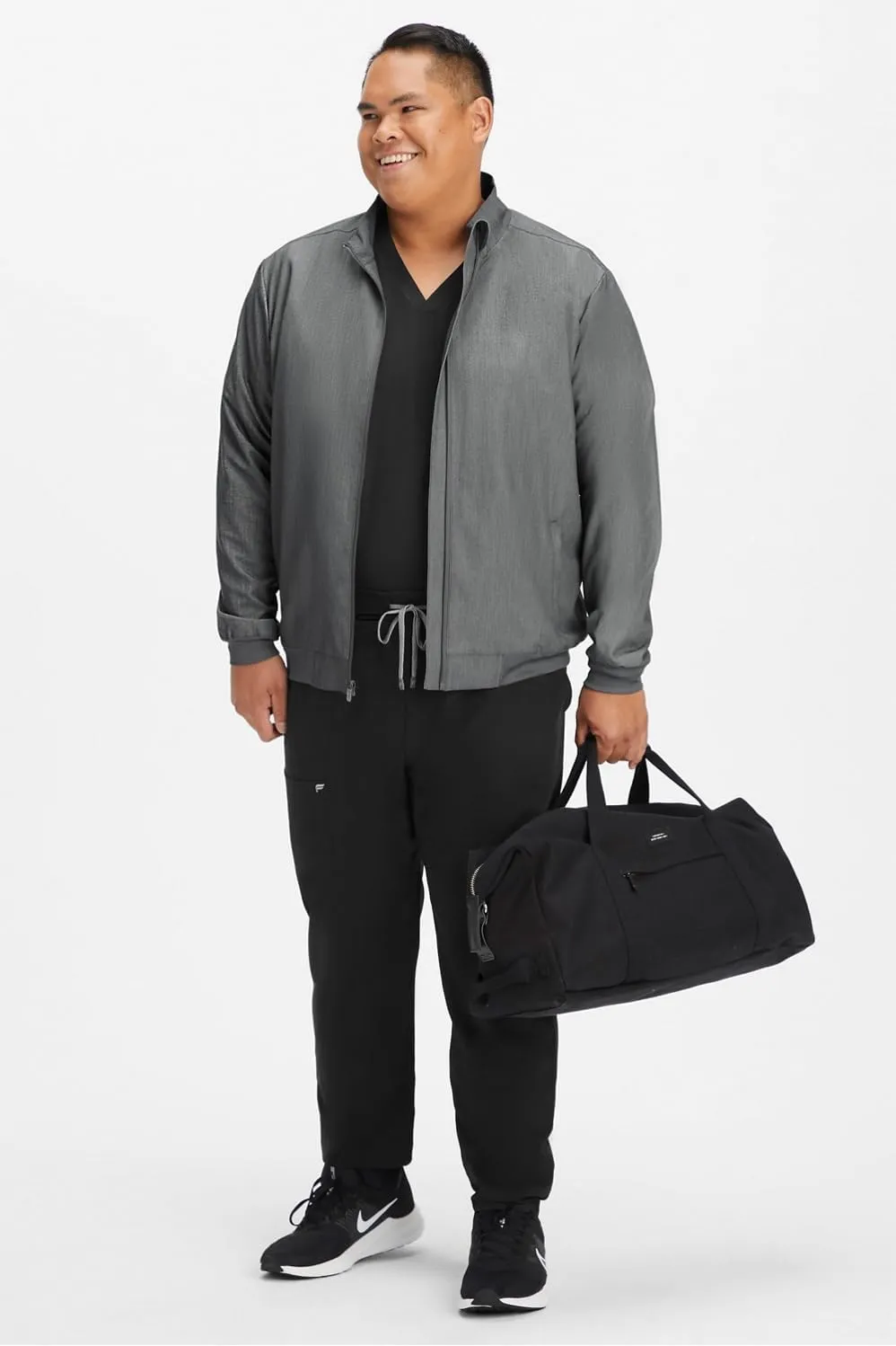 Fabletics Men's Foundation 4-Pocket Scrub Jacket - MotionTech, Lightweight, Breathable, Wrinkle-Resist, Semi-Slim Fit