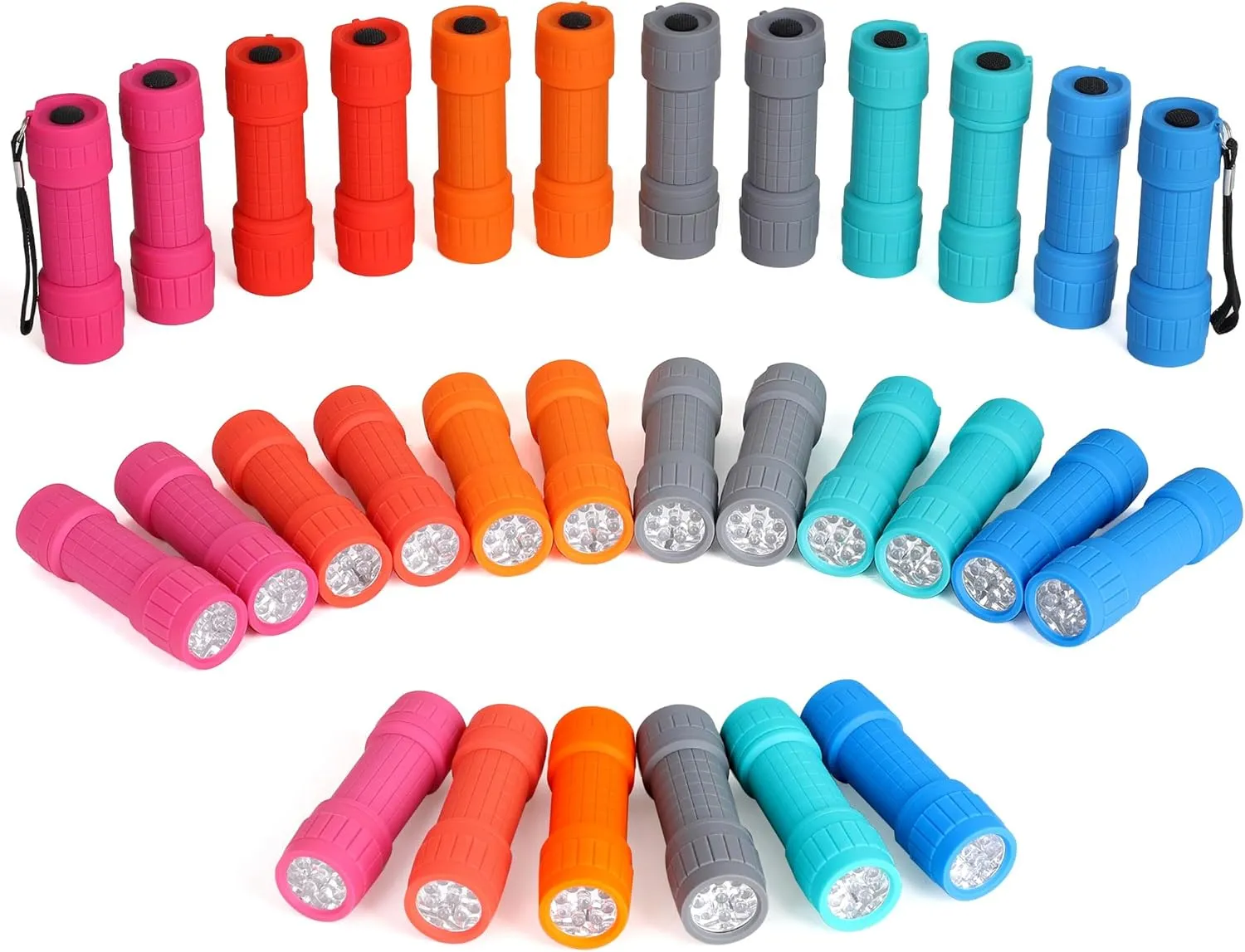 FASTPRO 30-Pack, 9-LED Mini Flashlight Set, AAA Batteries are Included and Pre-Installed, Perfect for Gift, Class Teaching, Camping, Wedding Favor