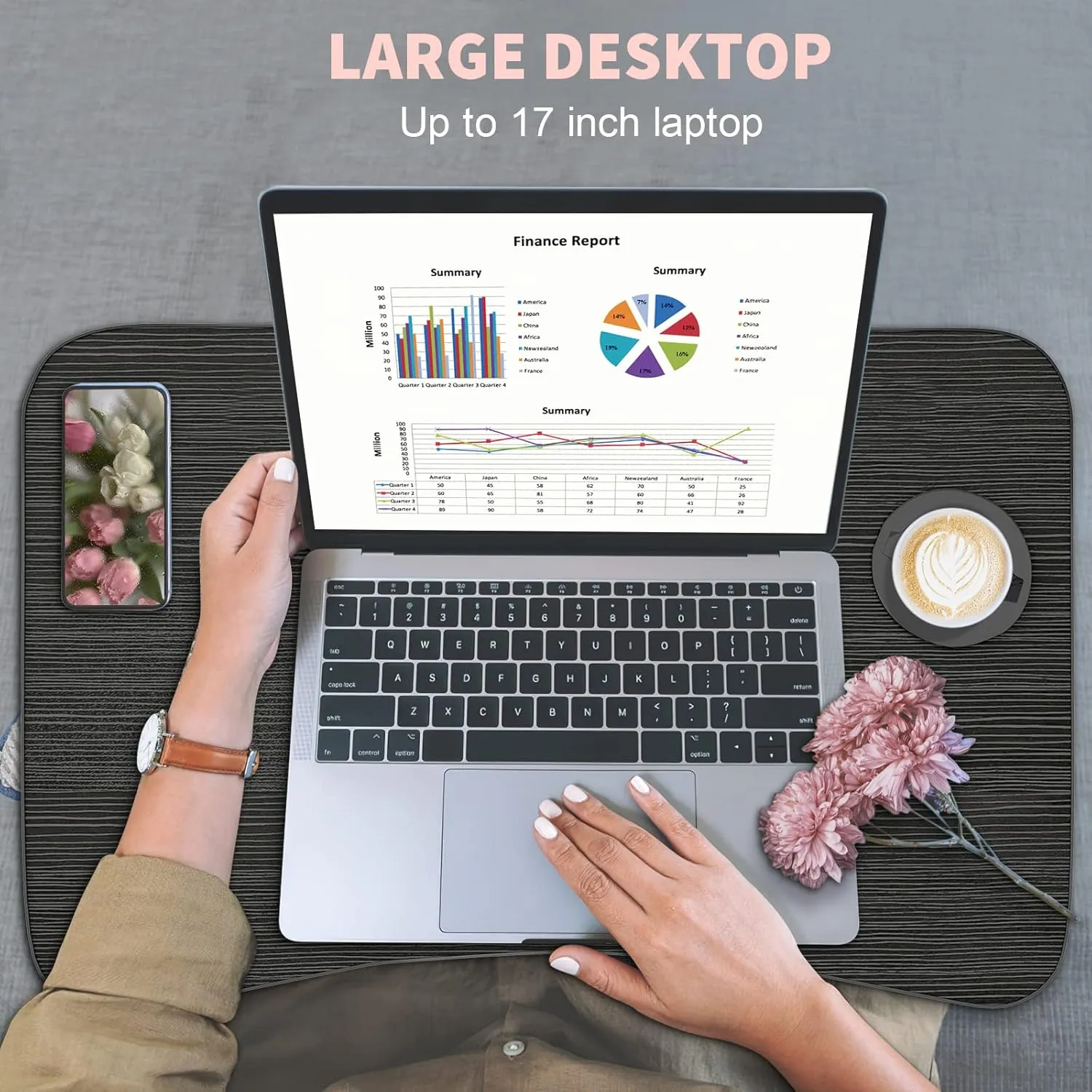 Fayquaze Portable Foldable Lap Desk with Storage Drawer and Cup Holder - Laptop Bed Stand Tray Table for Eating, Reading and Working
