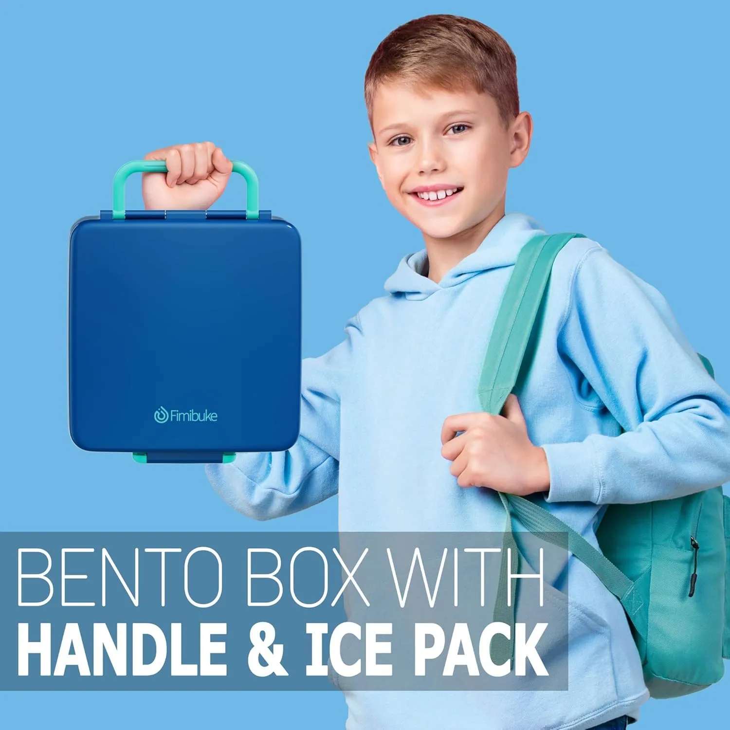 Fimibuke Chill Bento Box for Kids Adult, Leak Proof Toddler Lunch Box with Ice Pack Keep Food Cold, BPA Free 4 Compartment Lunch Container with Utensils for Girl Boy School, Microwave Dishwasher Safe