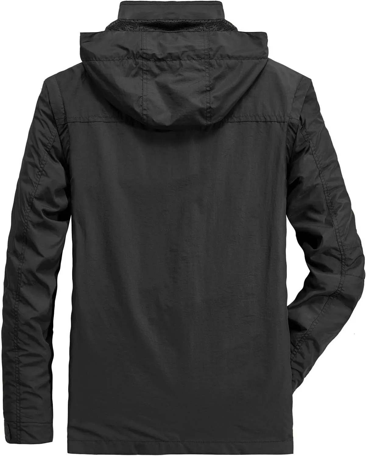 Finelylove Men's Tactical Jacket Military Waterproof Rain Jacket Breathable Hooded Windbreaker Raincoat Multi Pockets