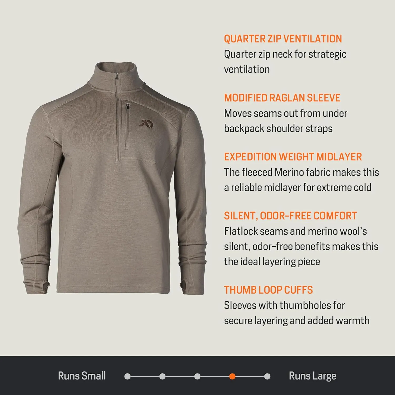 First Lite Men's Furnace Quarter Zip - Merino Wool Fleece Camo Hunting Long Sleeve, Insulated Midlayer, Hunting Gear For Men