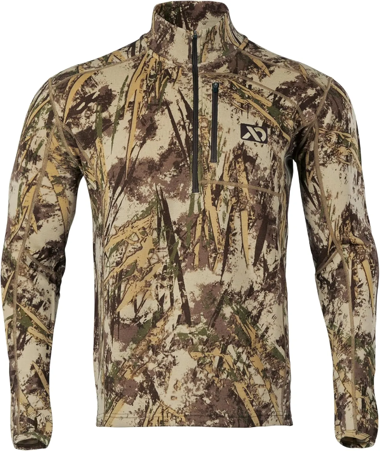 First Lite Men's Furnace Quarter Zip - Merino Wool Fleece Camo Hunting Long Sleeve, Insulated Midlayer, Hunting Gear For Men