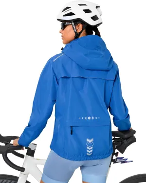 FitsT4 Sports Womens Rain Jacket Lightweight Waterproof Windbreaker Packable Running Reflective Cycling Jackets with Hood Blue Size XL