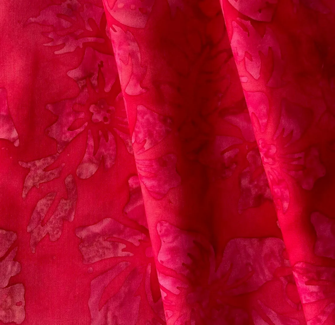 Flamingo Hibiscus Blooms Cotton Batik (Made in Indonesia)