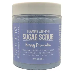 Foaming Whipped Sugar Scrub – 8 oz | Gentle Exfoliant with Mango Butter & Coconut Oil for Smooth, Glowing Skin (8 oz., Berry Pancake)