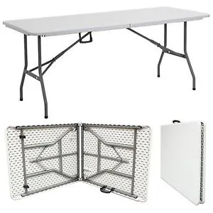 FOLD-IN-HALF RECTANGULAR PLASTIC BANQUET TABLE 6ft