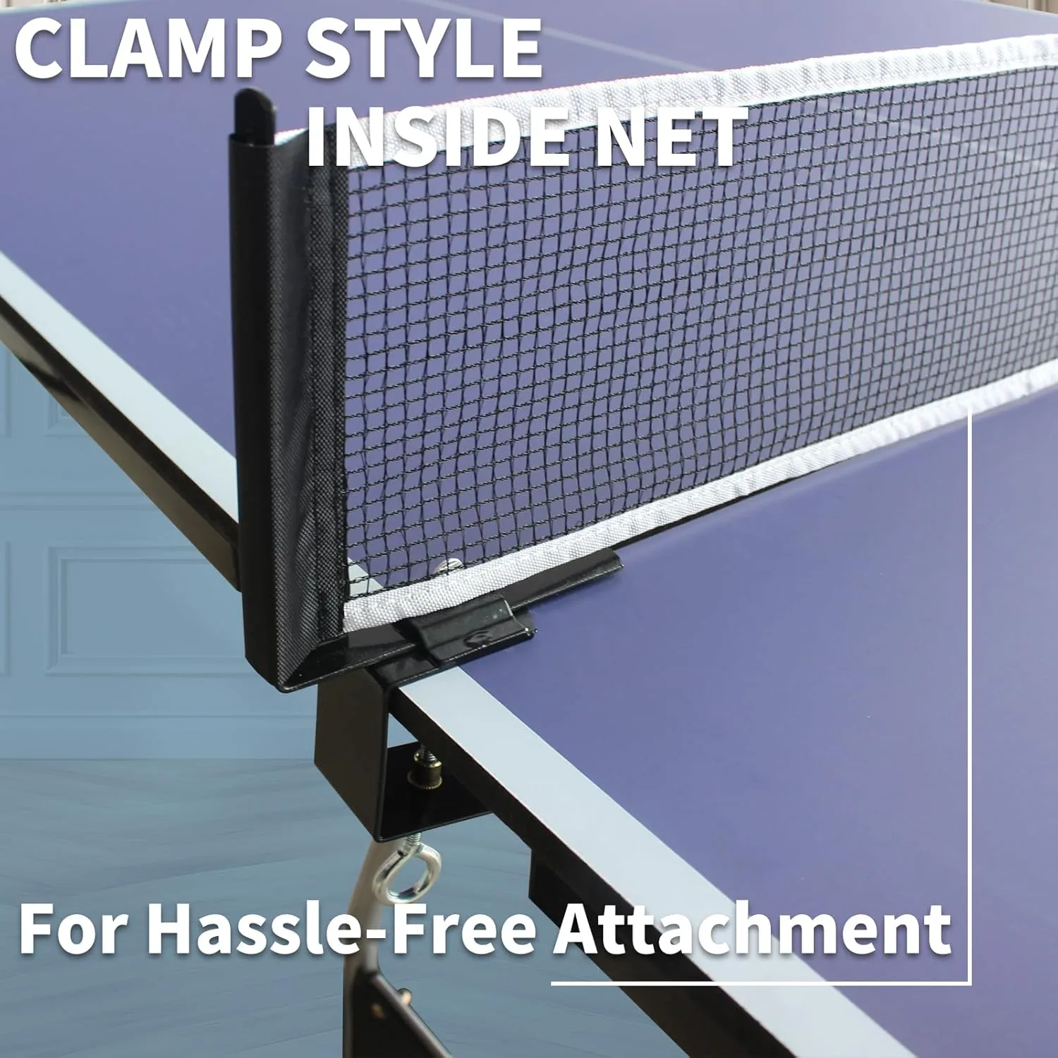 Foldable 8Ft Mid-Size Ping Pong Table Set - Foldable & Portable Table Tennis for Indoor & Outdoor Games with Net, 2 Paddles, and 3 Balls - Weatherproof Outdoor Option Singe Play Mode