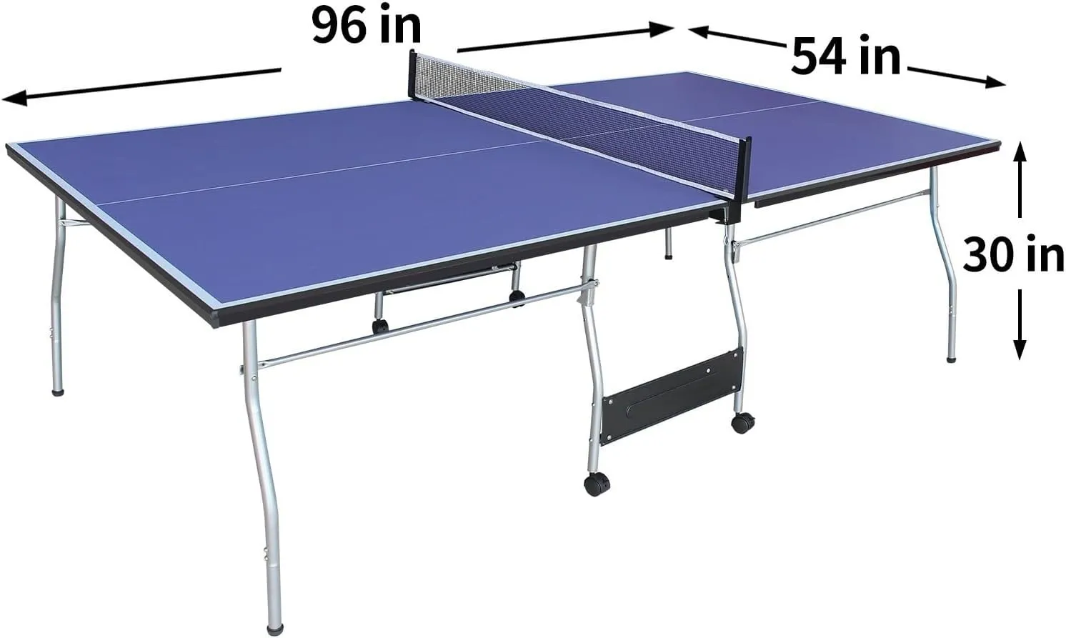 Foldable 8Ft Mid-Size Ping Pong Table Set - Foldable & Portable Table Tennis for Indoor & Outdoor Games with Net, 2 Paddles, and 3 Balls - Weatherproof Outdoor Option Singe Play Mode