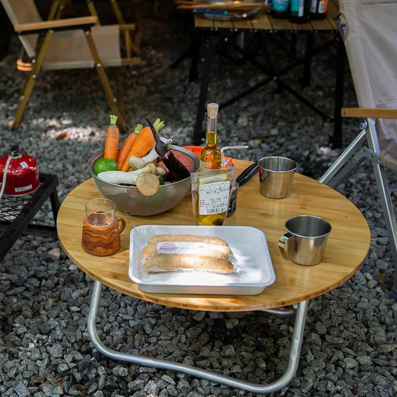 Foldable bamboo round table