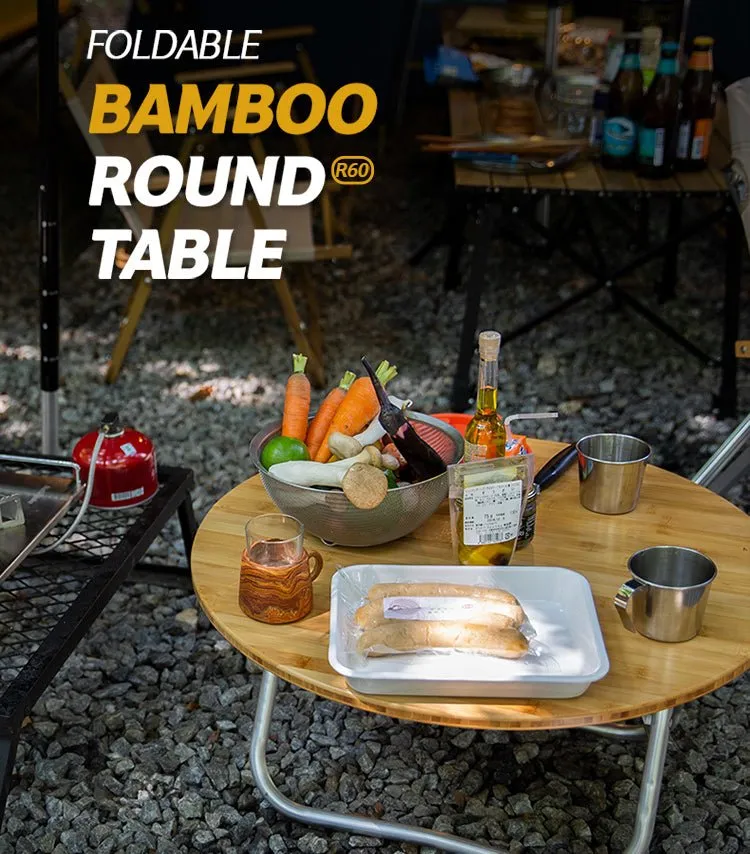 Foldable bamboo round table