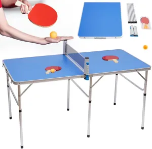 Foldable Compact Tennis Table Set, Indoor Outdoor Ping-Pong Game Tables with Paddles & Balls, Multi-Use Free Standing Table with Net for Small Spaces & Apartments