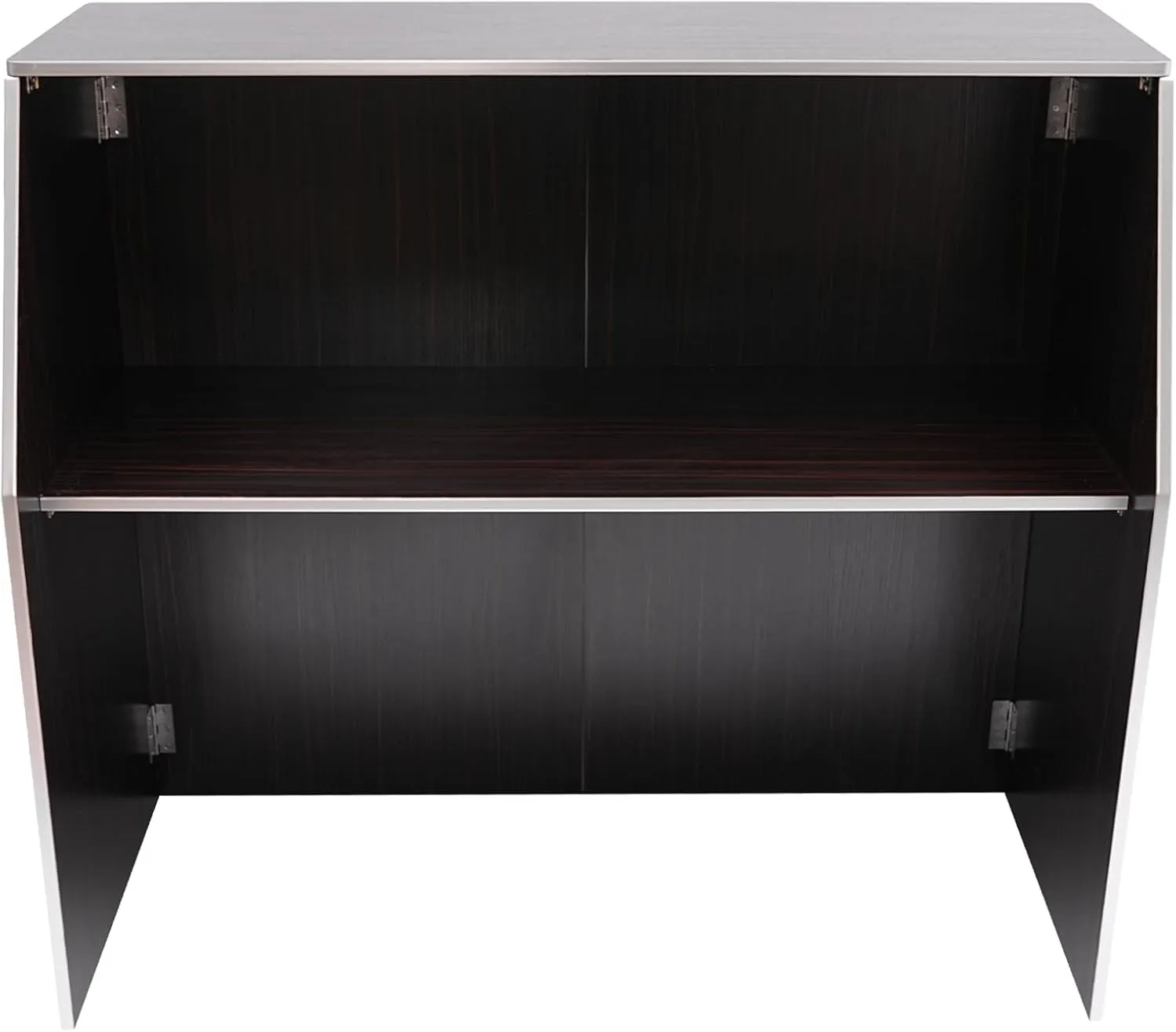 Foldable Event Bar, 42.75" Tall Portable Bar Cabinet Commercial Portable Bar Mobile Bartender Station with Top and Middle Shelves for Events Outdoor Parties Picnics (Black Brown)