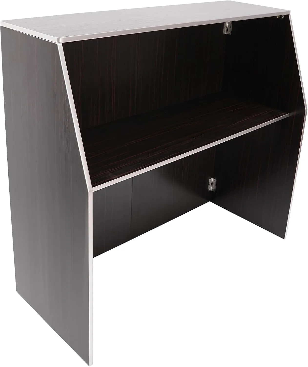 Foldable Event Bar, 42.75" Tall Portable Bar Cabinet Commercial Portable Bar Mobile Bartender Station with Top and Middle Shelves for Events Outdoor Parties Picnics (Black Brown)