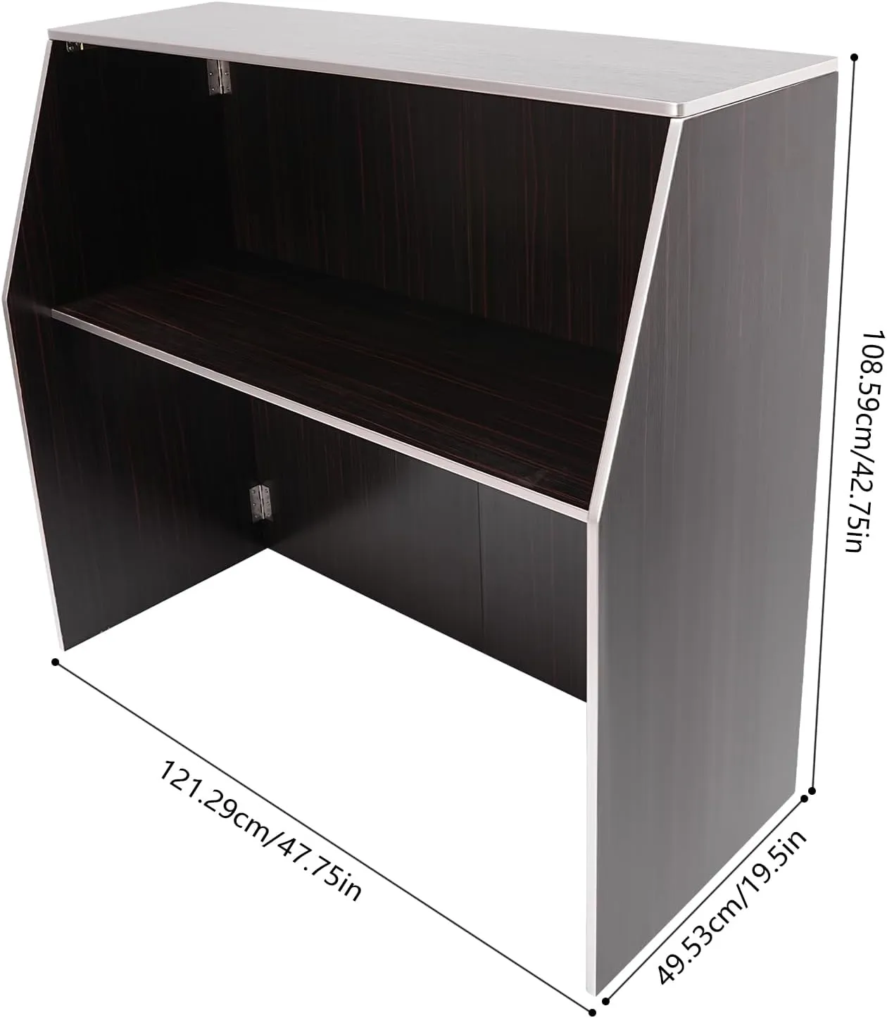 Foldable Event Bar, 42.75" Tall Portable Bar Cabinet Commercial Portable Bar Mobile Bartender Station with Top and Middle Shelves for Events Outdoor Parties Picnics (Black Brown)