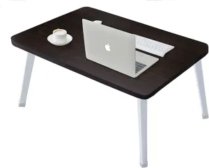 Foldable Laptop Desk for Bed, 23.6 Inch Floor Table, Height-Adjustable Legs, Black