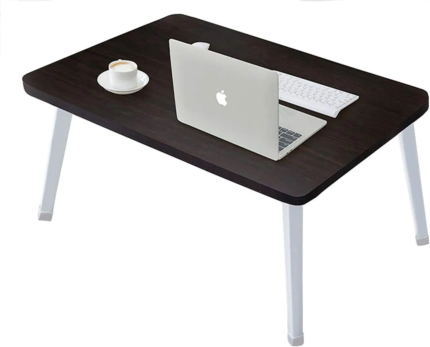 Foldable Laptop Desk for Bed, 23.6 Inch Floor Table, Height-Adjustable Legs, Black