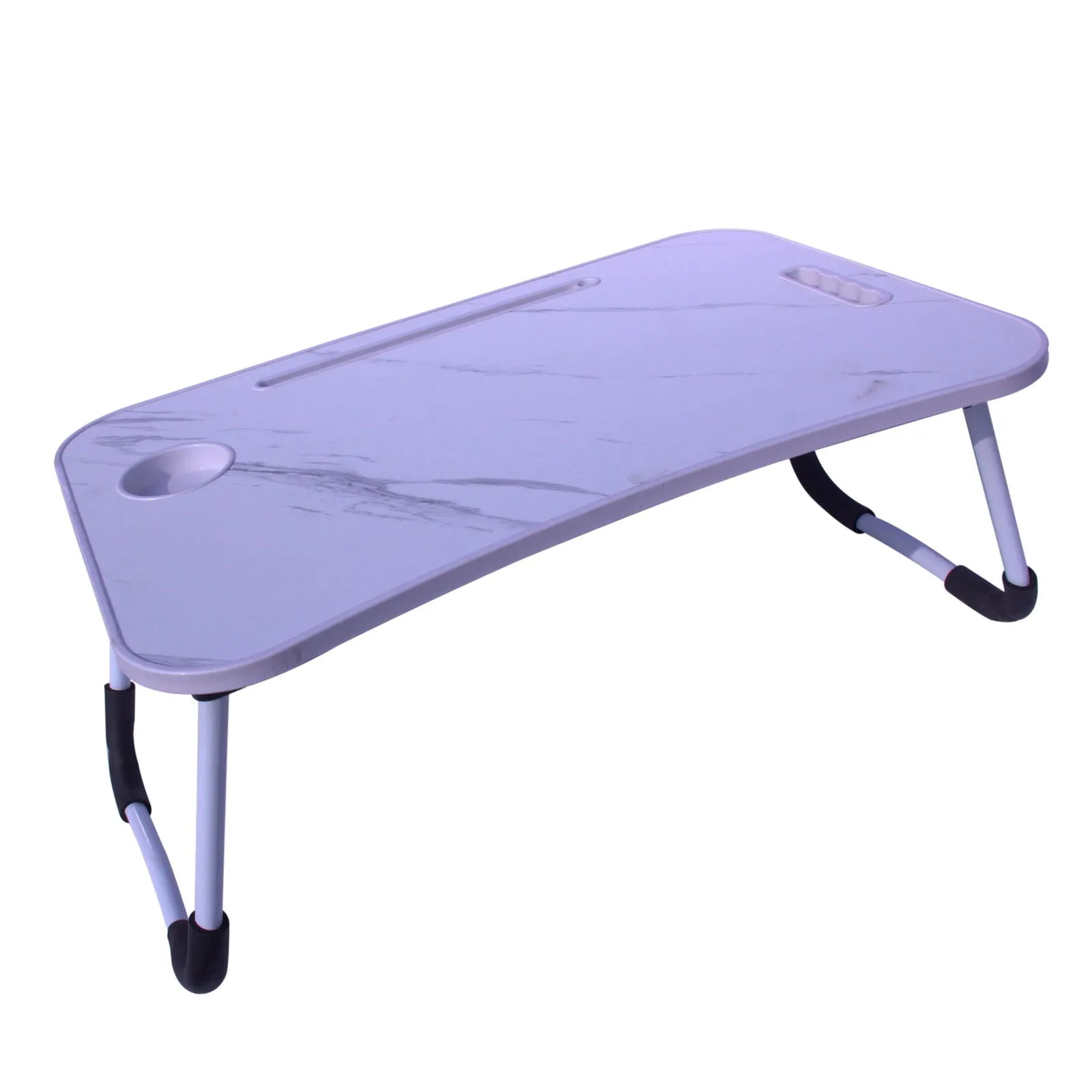 Foldable Laptop Table with Cup Holder and Tablet Groove