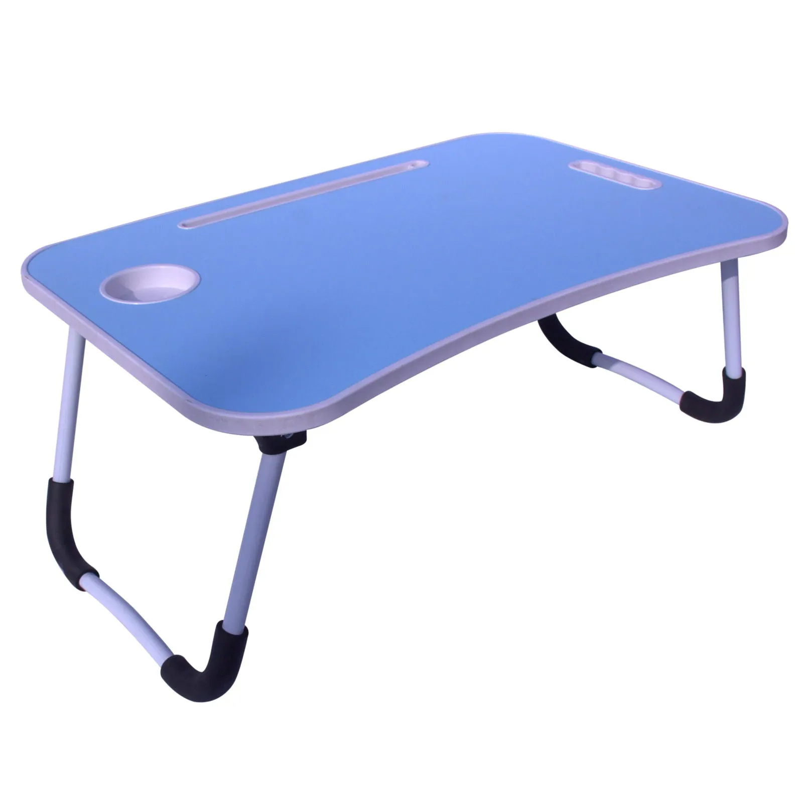 Foldable Laptop Table with Cup Holder and Tablet Groove