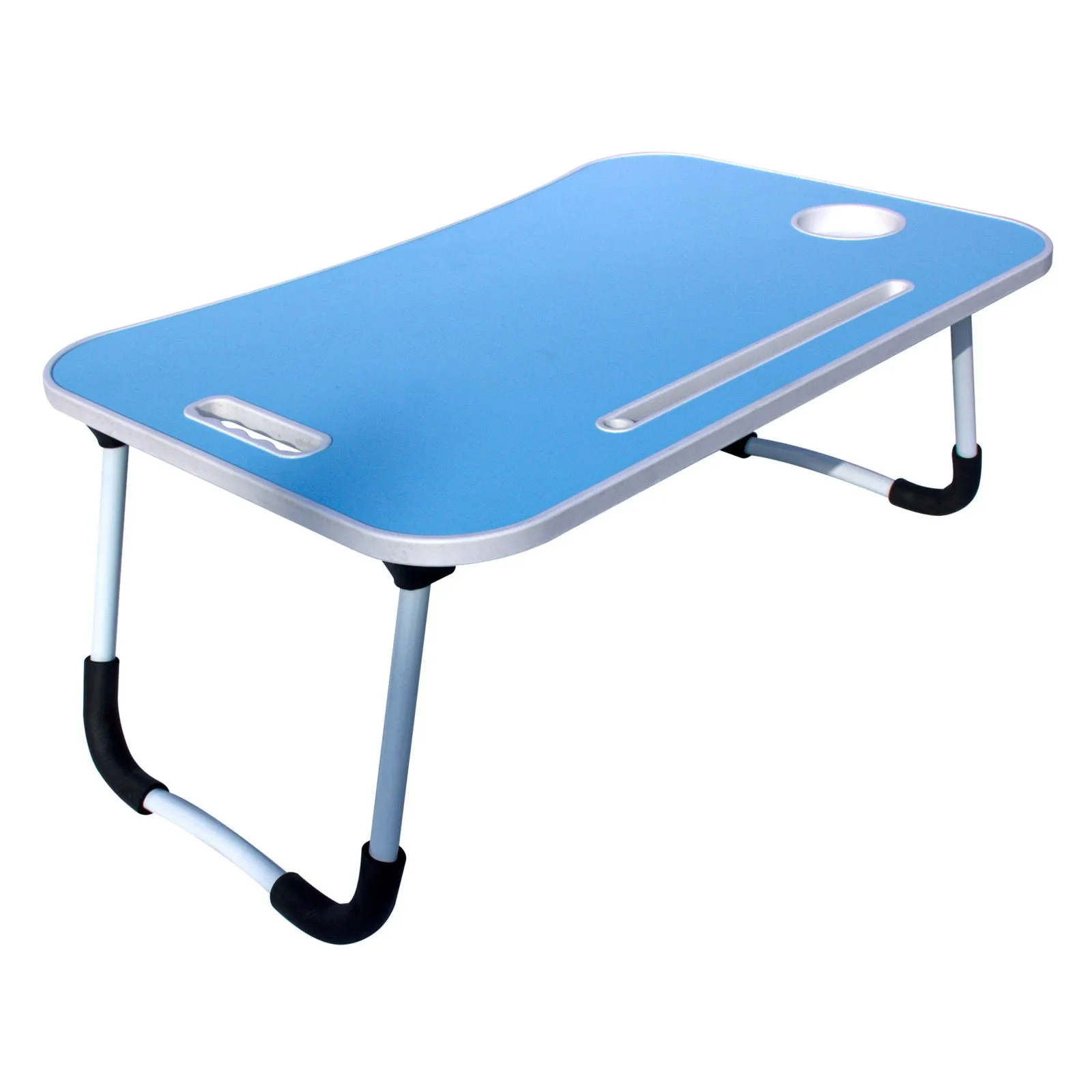 Foldable Laptop Table with Cup Holder and Tablet Groove