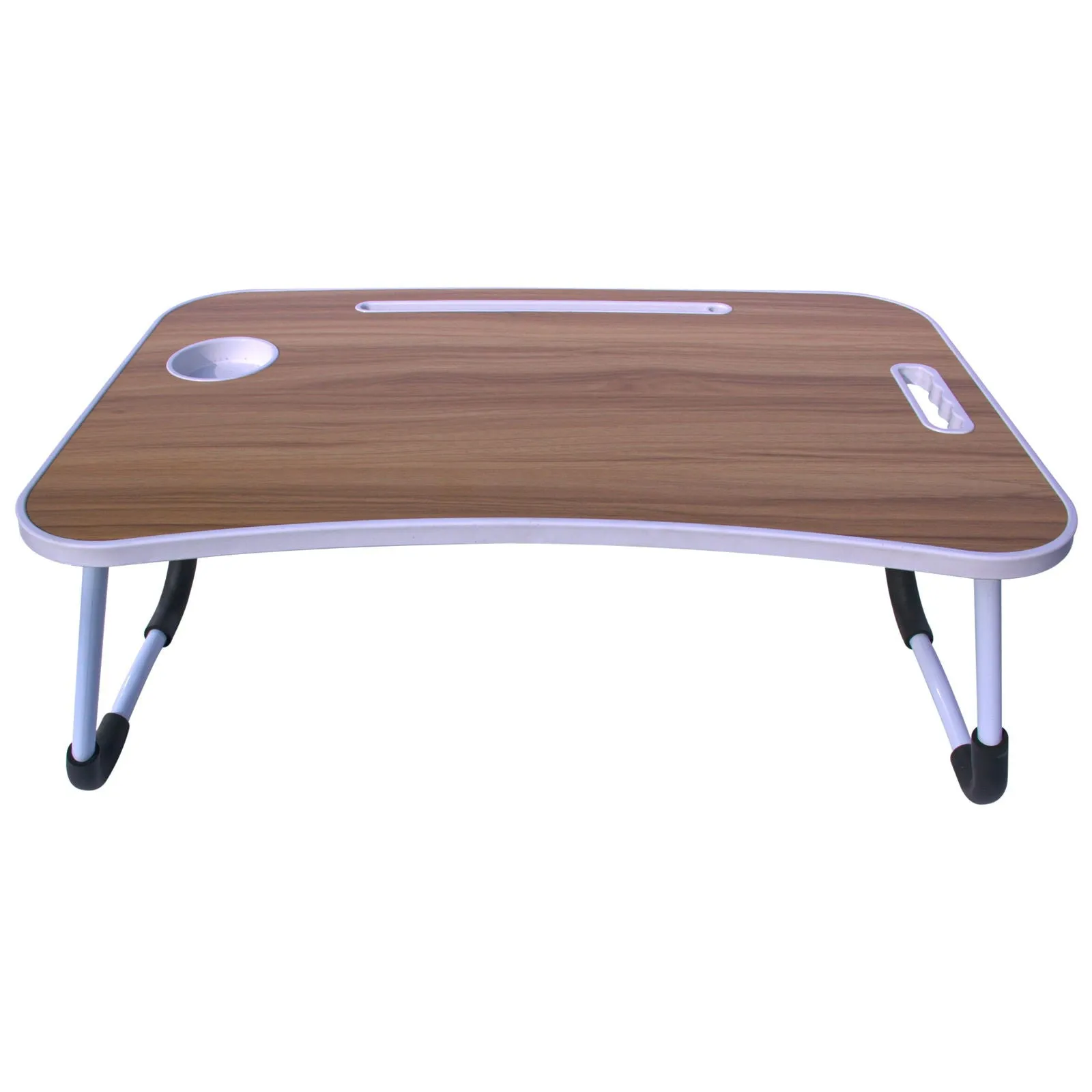 Foldable Laptop Table with Cup Holder and Tablet Groove