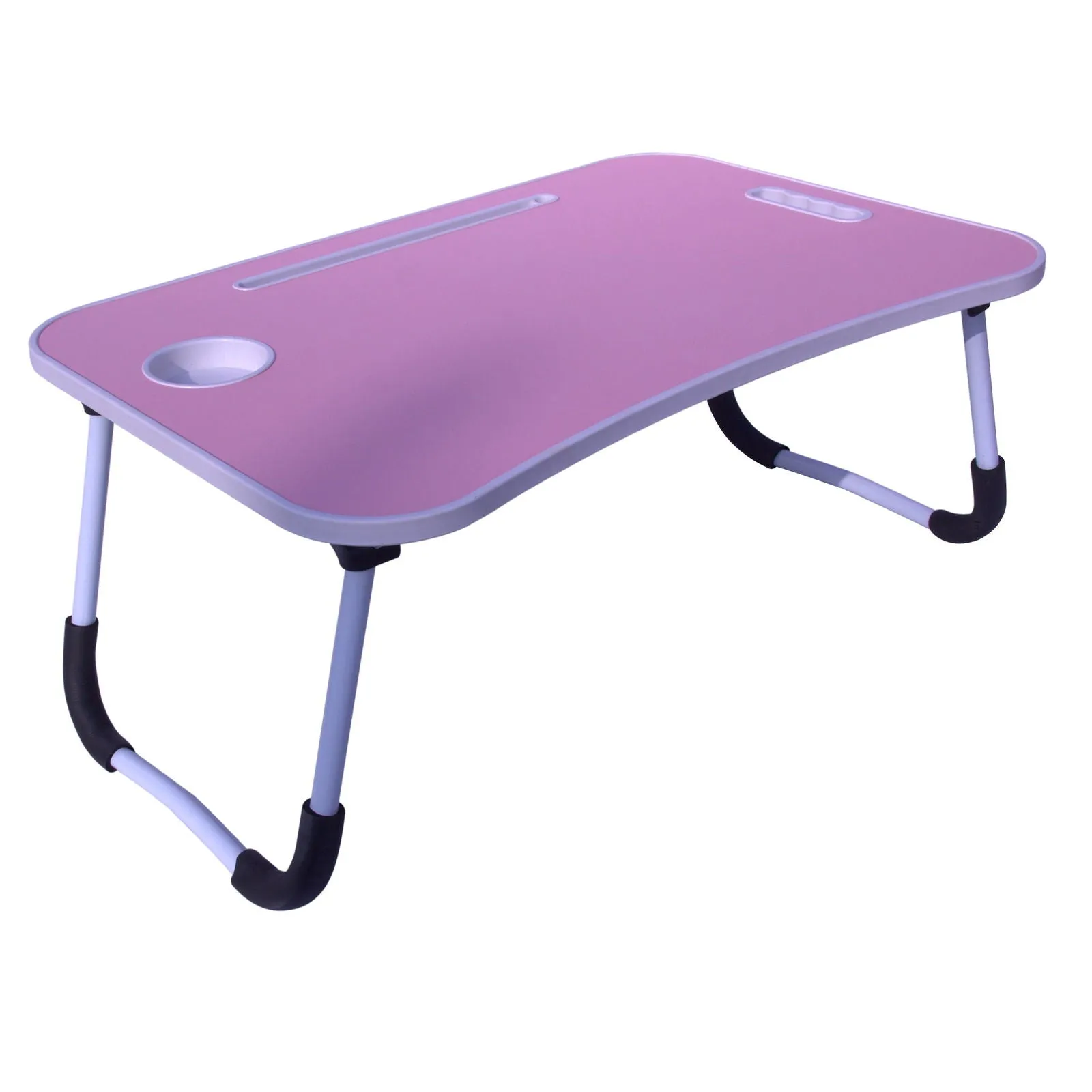 Foldable Laptop Table with Cup Holder and Tablet Groove