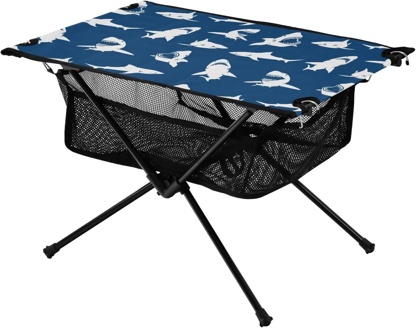Foldable Outdoor Table Shark Ocean Navy Blue Oxford Picnic Table with Carry Bag for Outdoor Beach Grill BBQ Travel