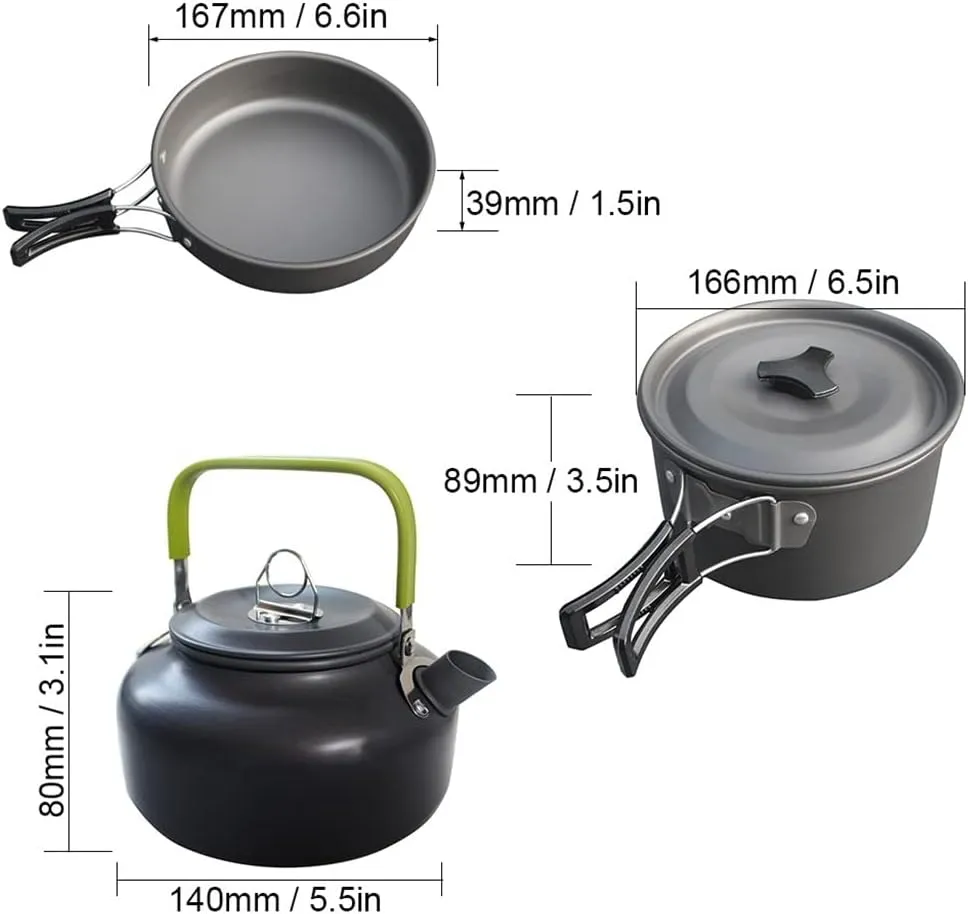 Foldable Set of Frying Pan Camp Cooking Pot Bowl Bowl Cutlery Set Cookware Cutlery Fork Spoon Utensil Fryer (D