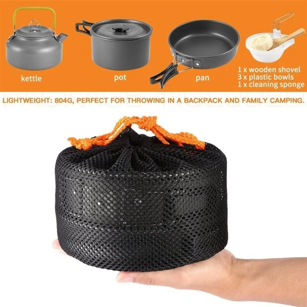 Foldable Set of Frying Pan Camp Cooking Pot Bowl Bowl Cutlery Set Cookware Cutlery Fork Spoon Utensil Fryer (D